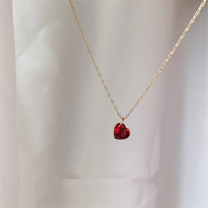 RUBY HEART NECKLACE 925 SILVER