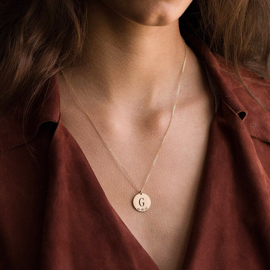 COIN NECKLACE WITH INITIAL &amp; DATE