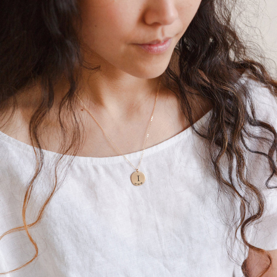 COIN NECKLACE WITH INITIAL &amp; DATE