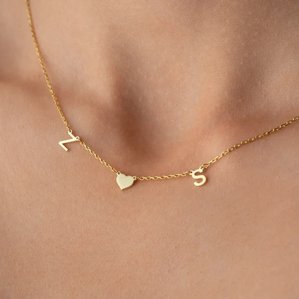 TWO LETTERS WITH HEART CHAIN